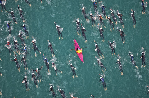 <p>Ironman Austria in Klagenfurt am Wörthersee. Schwimmstrecke in der Klagenfurter Ostbucht.</p>