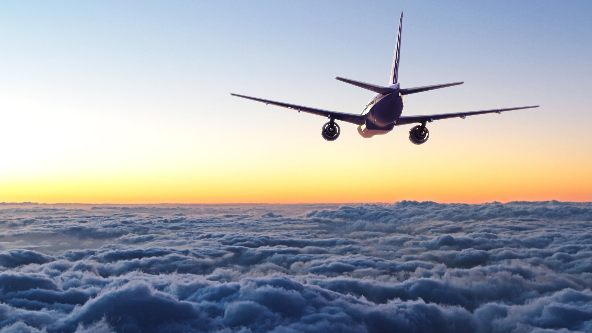 <p>Flugzeug über den Wolken.</p>